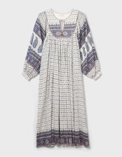 East Tilly Crinkle Cotton Midi Dress, Blue (BLUE), large