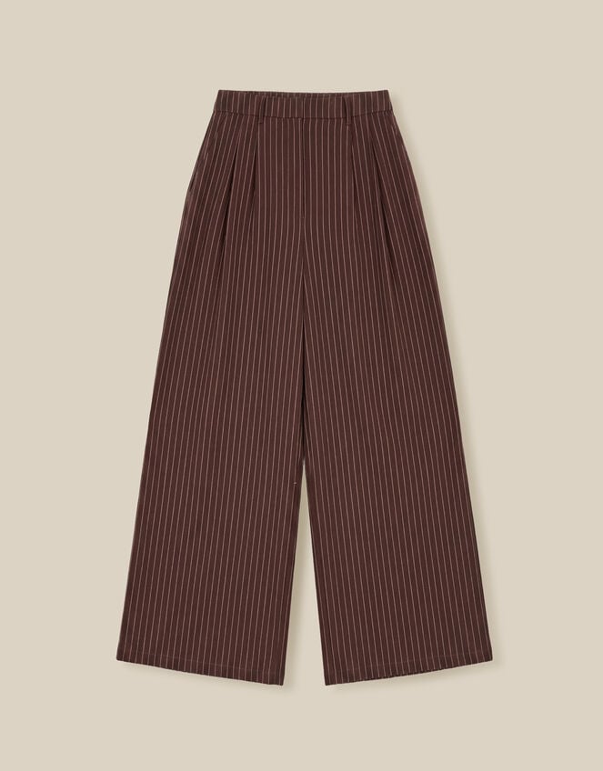 Jen Pinstripe Wide Leg Trousers, Brown (CHOCOLATE), large