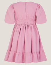 Crochet Yoke Tiered Dress, Pink (PINK), large