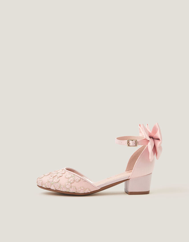 Sara Embroidered Flower Heels, Pink (PINK), large