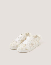 Floral Embroidered Trainers, Ivory (IVORY), large