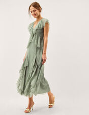 Alda Ruffle Lace Midi Dress, Green (SAGE), large