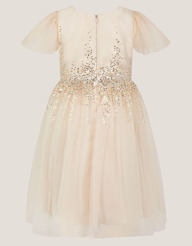 Samara Sequin Waterfall Bow Dress, Gold (GOLD), large