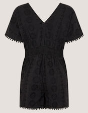 Floral Broderie Playsuit, Black (BLACK), large