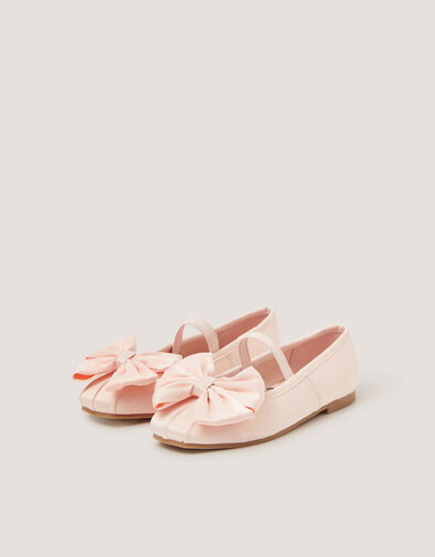 Bow Satin Ballet Flats, Pink (PINK), large