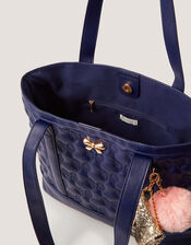 Bow Quilted School Tote Bag, , large