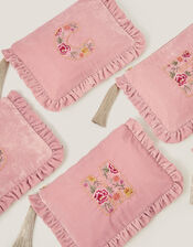 Flower Initial Velvet Pouch, Pink (PINK), large