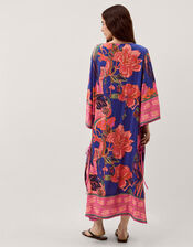 Carmen Floral Print Midi Kaftan, Blue (BLUE), large