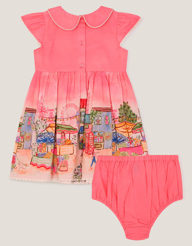 Baby London Scene Dress & Knickers Set, Pink (PINK), large