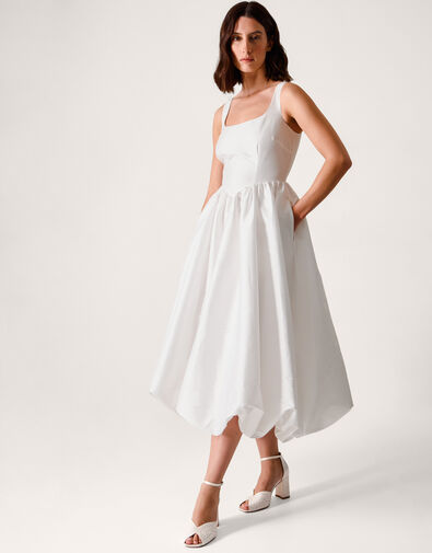 Mia Sleeveless Drop Waist Midi Wedding Dress, Ivory (IVORY), large