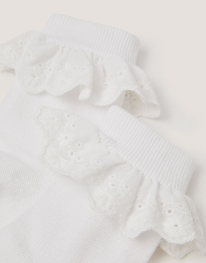Broderie Frill Socks, White (WHITE), large