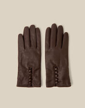 Lara Leather Gloves, Brown (CHOCOLATE), large