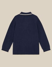 Quarter Zip Collar Jumper, Blue (NAVY), large