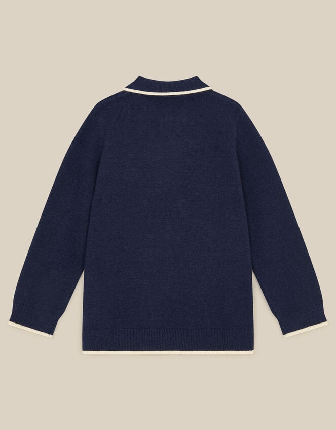 Quarter Zip Collar Jumper, Blue (NAVY), large
