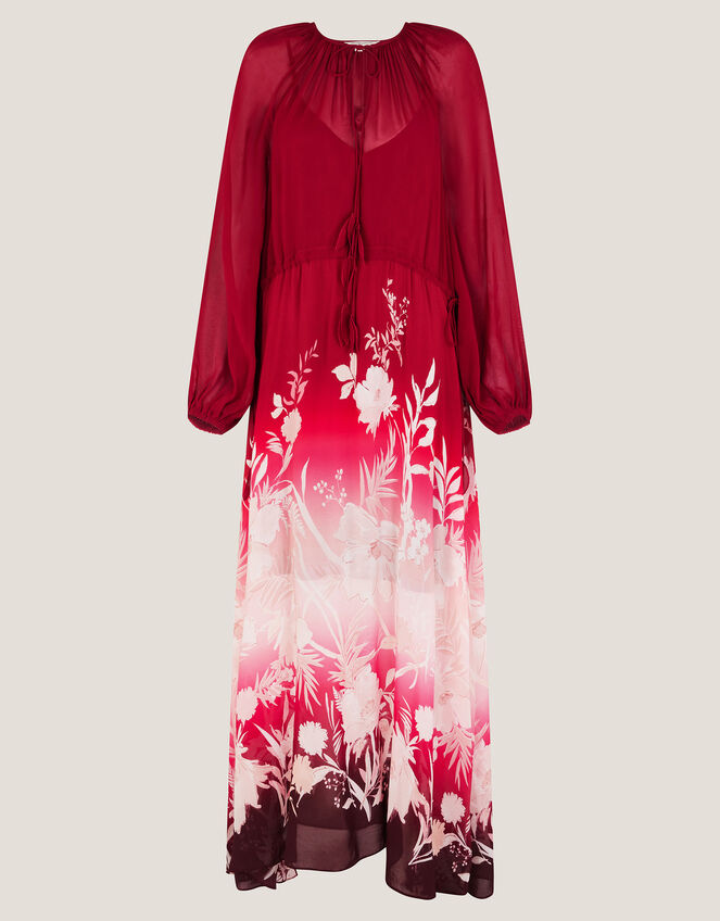 Lilian Floral Print Ombr&eacute; Maxi Dress, Red (RED), large