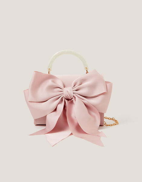 Satin Bow Bag, Pink (DUSKY PINK), large