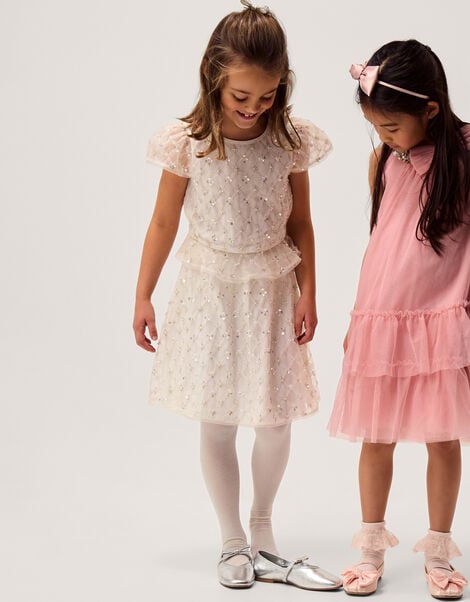 Gracie Pearl Embellished Skirt, White (WARM IVORY), large