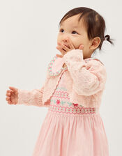 Baby Emilia Lace Scallop Cardigan, Pink (PINK), large