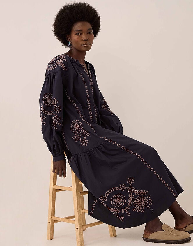 East Reni Broderie Dress, Blue (NAVY), large