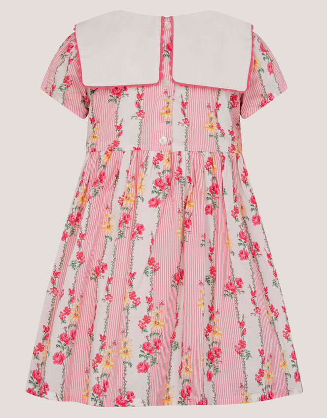 Baby Floral Stripe Square Collar Dress, Pink (PINK), large