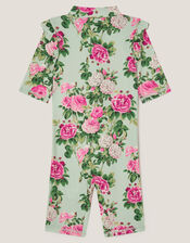 Baby Floral UPF50+ Short Sleeve Swimsuit, Green (GREEN), large
