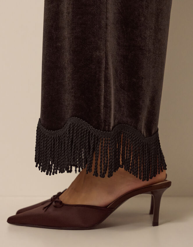 Tami Tassel Velvet Trousers, Brown (CHOCOLATE), large