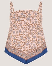 Ari Floral Scarf Bandeau Top, Blue (BLUE), large