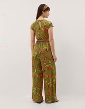 Zainab Floral Jersey Wide Leg Jumpsuit, Green (GREEN), large