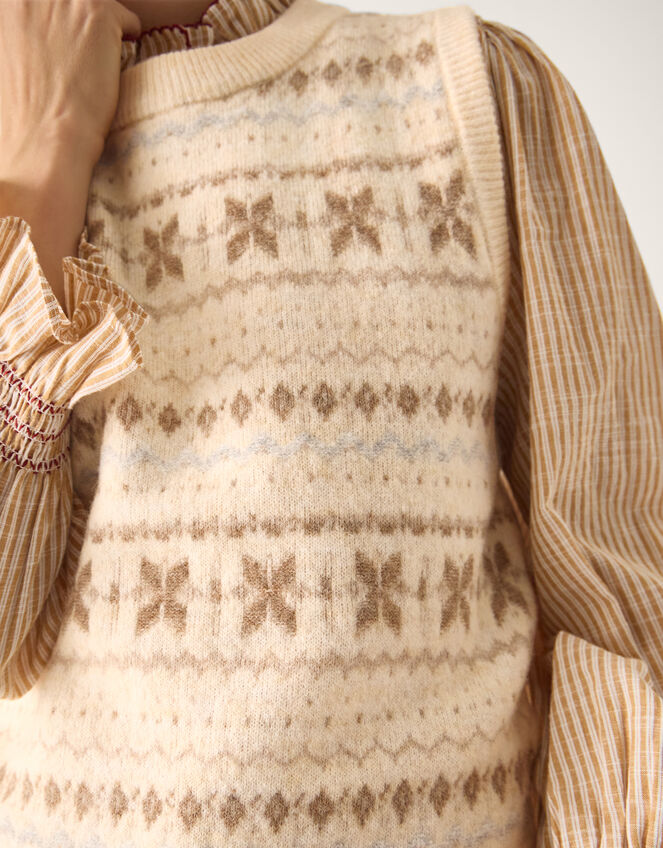 Febe Fair Isle Sweater Vest, Ivory (IVORY), large