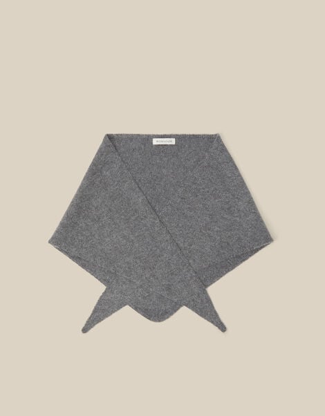 Fae Knitted Triangle Scarf, Grey (GREY), large