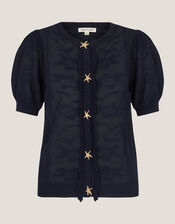 Sam Starfish Button Cardigan, Blue (NAVY), large