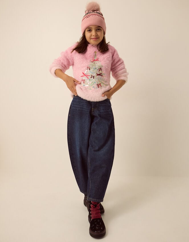 Embellished Christmas Tree Ombr&eacute; Jumper, Pink (PINK), large