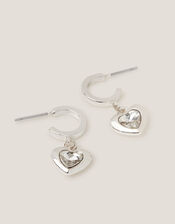 Heart Gemstone Hoop Drop Earrings, , large