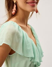 Aimee Floral Print Ruffle Maxi Dress, Green (SAGE), large