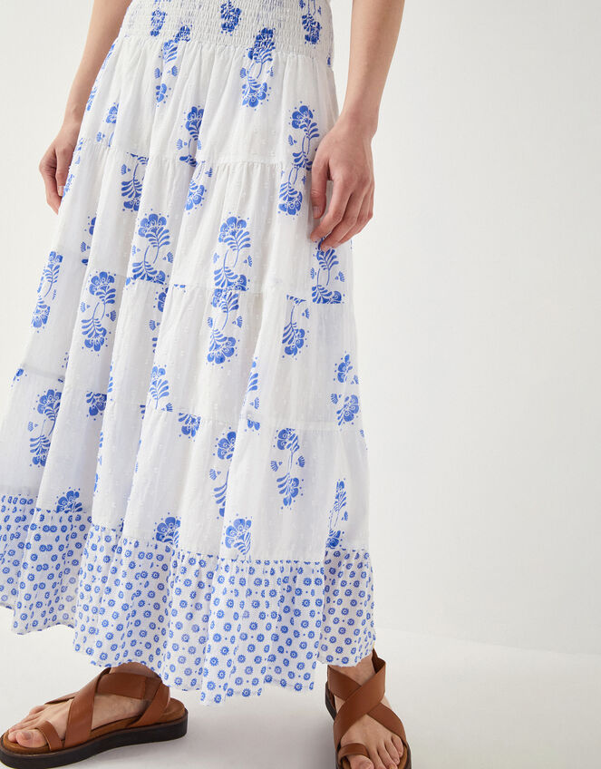 East Amber Hand-Screen Printed Midi Skirt, Ivory (IVORY), large