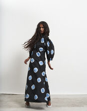 Par & Escala Josefa Puff Sleeve Print Maxi Dress, Black (BLACK), large