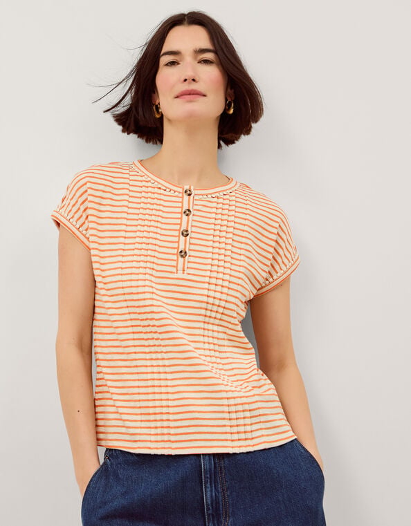 Selena Stripe Jersey T-Shirt, Ivory (IVORY), large