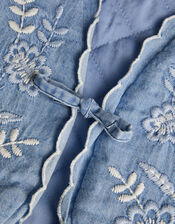 Embroidered Chambray Waistcoat, Blue (BLUE), large