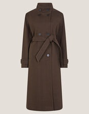 Tia Funnel Trench Coat, Brown (CHOCOLATE), large