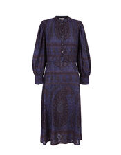 Antik Batik Tamari Paisley Jacquard Midi Dress, Blue (NAVY), large