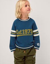 Snow Leopard Varsity Sweatshirt, Blue (BLUE), large