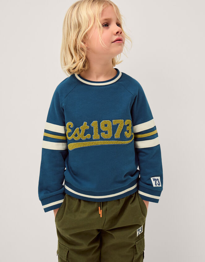 Snow Leopard Varsity Sweatshirt, Blue (BLUE), large