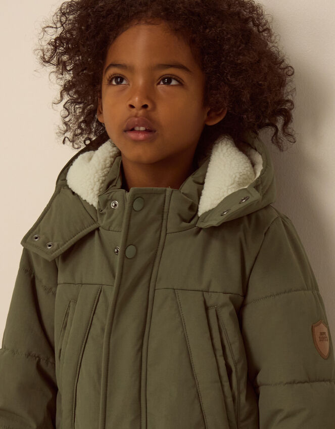 Water-Resistant Padded Coat, Green (KHAKI), large