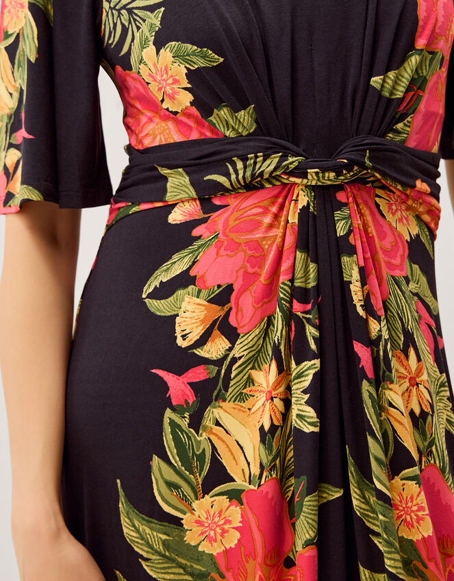 Moana Floral Print Jersey Midi Dress, Blue (NAVY), large