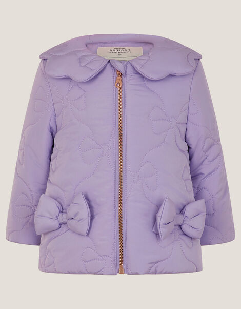 Baby Bow Quilted Puffer Jacket, Purple (LILAC), large