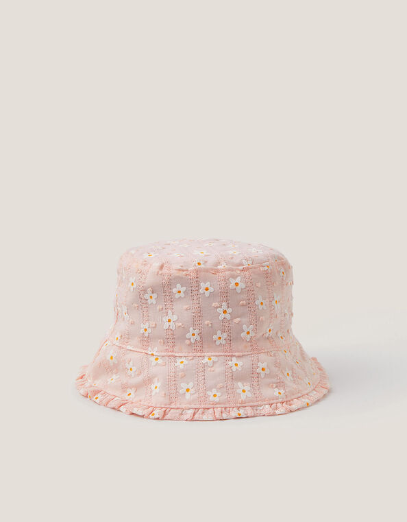 Baby Floral Embroidered Bucket Hat, Pink (PINK), large