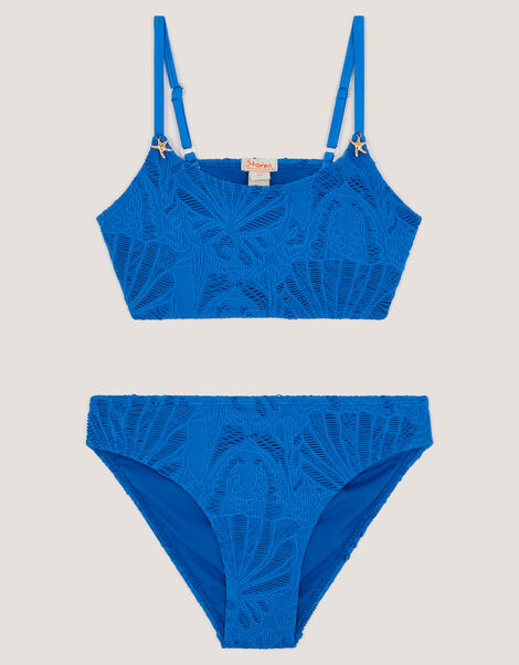 Seashell Textured Bikini Set, Blue (BLUE), large