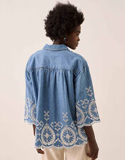 East Coralie Denim Broderie Shirt , Blue (BLUE), large