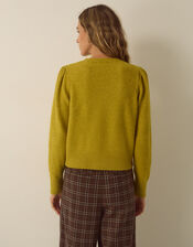 Blair Brooch Knit Cardigan, Green (CHARTREUSE), large