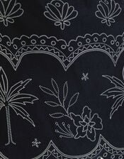 Palm Embroidered Top & Shorts Set, Black (BLACK), large
